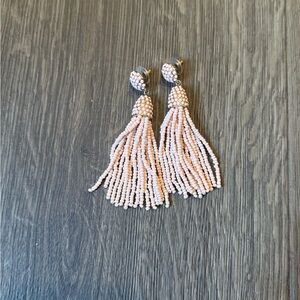 Pink Beaded Tassel Earrings